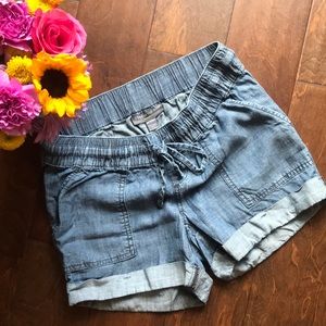 MATERNITY chambray shorts from a pea in the pod